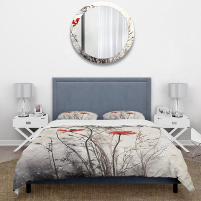 Ensemble de housse de couette floral Red Grey Herb Garden I