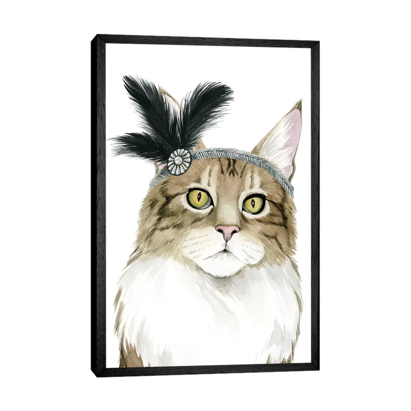 Downton Cat IV 1 Piece Wall Art on Canvas, 66.04 cm H x 45.72 cm W, Black Floater Frame