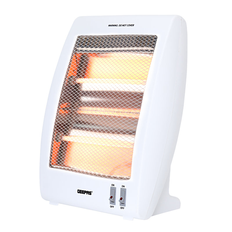 GEEPAS Halogen Quartz Portable Heater | 400W & 800W Dual Heat Settings | Compact Lightweight Electric Space Heater with Carry Handle | Fast, Quiet & Energy Efficient | Ideal for Small Rooms, Offices, Caravans & Holiday Homes