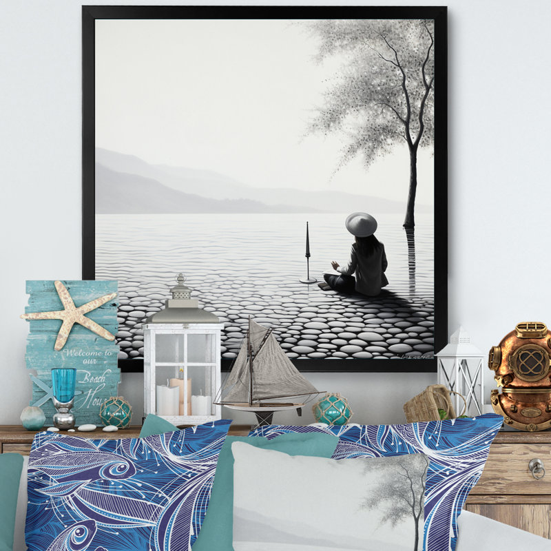 Photo de plage Reverie II, Cadre simple noir, H 24 po x l 24 po x P 1 po