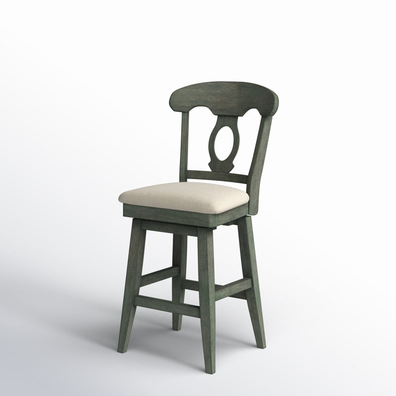 Tabouret de bar et de comptoir pivotant Fortville, Sauge antique, Tabouret de comptoir (siège d'une hauteur de 25,8