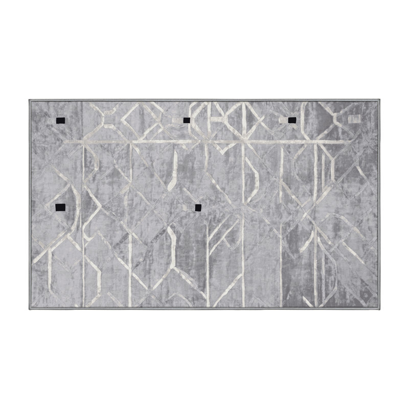 Machine Washable Gray Area Rug, Rectangle 5' x 7'