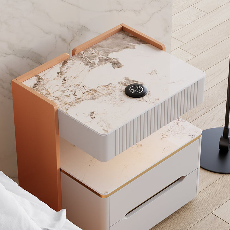 Vailora Modern Smart Nightstand With Wireless Charger Sensor Light Bluetooth Speakers