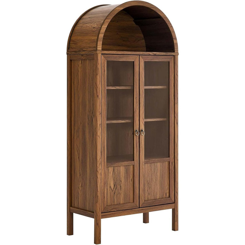 Vitrine arquée brune - étagère de rangement et de présentation moderne au design élégant