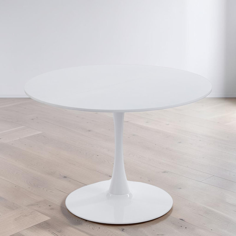 Table de salle à manger ronde, bois, base piédestal, minimaliste, salle à manger, 28.72"H x 41.15"L x 41.15"W, Blanc