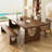 Brown Rectangular Solid Wood Dining Table-1181581329