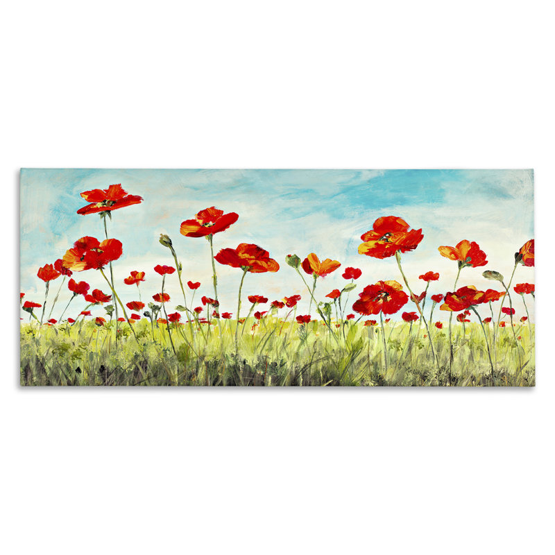 «Bright Red Poppies Meadow» par Julie Derice, H 20 po x l 48 po x P 1,5 po