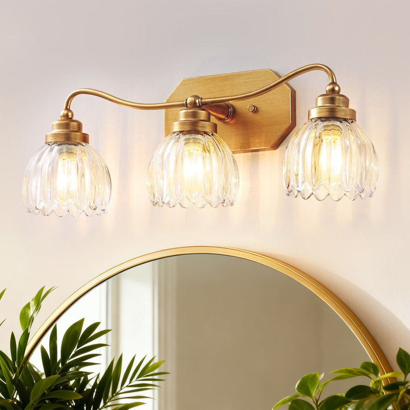Éclairage pour meuble-lavabo de salle de bain 3 lumières 21 "(l) 21" avec abat-jour tulipe