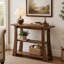 Table console 41 po en bois massif, canapé d'entrée étroit à 3 niveaux pour le couloir du salon