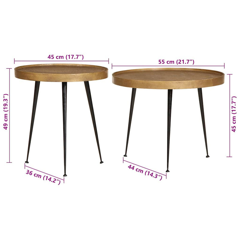 Coffee Table 2 Pcs Engineered Wood, Golden
