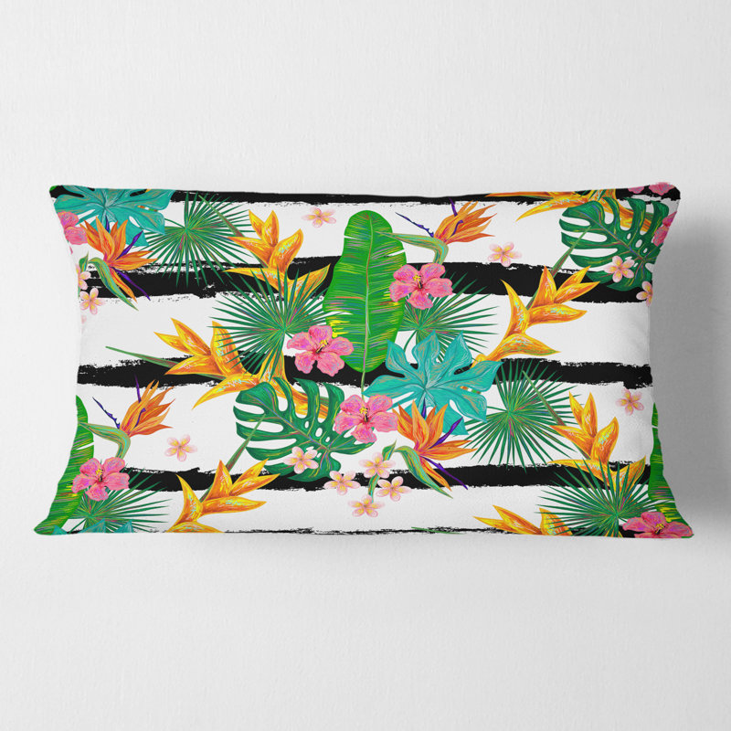 Coussin rétro imprimé tropicales II - Mid-Century