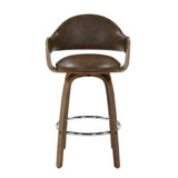 Daxton Mid-Century Swivel Bar & Counter Stool With Curved Back, Upholstered Seat, And Wood Frame