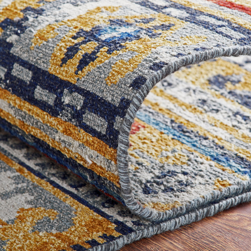 Tapis noué à la main en laine safran Zahara, Rectangulaire 2 pi x 3 pi