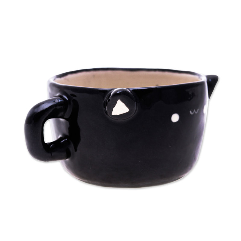 Trinx Handmade Black Cat Demitasse Ceramic Espresso Cup