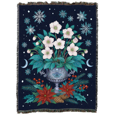 Couverture tapisserie Pure Country Weavers Rose de Noël par Episodic Drawing - Cadeau tissé en coton - Fabriqué aux États-Unis (60 x 80)