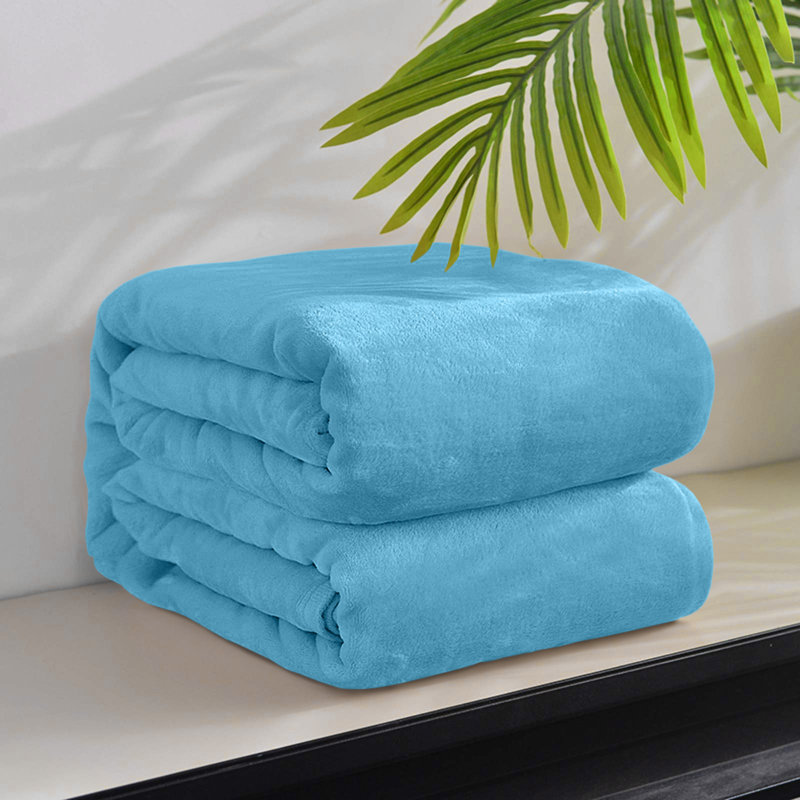 Ultra-Soft Fleece Blanket - Plush Warm Bed & Sofa Throw for All-Season Comfort, Single (130cm x 150cm), Sky Blue