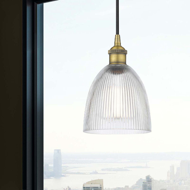 Philomene 1 - Light Single Pendant, Clear, Brushed Brass