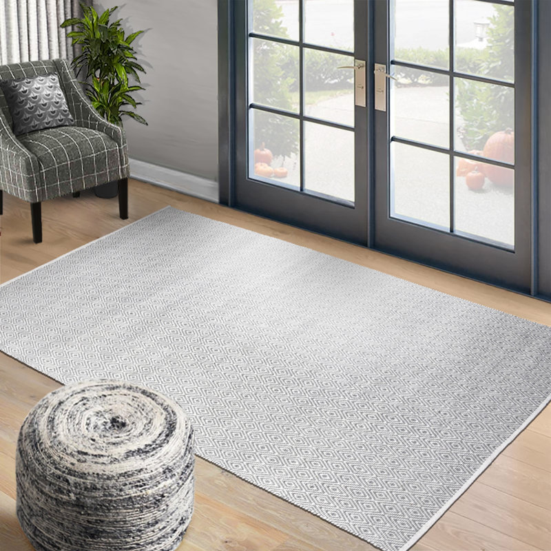 Nevitt Wool Geometric Indoor Rug, Rectangle 7'9" x 9'9", Ivory/Gray