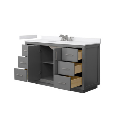 Icon 60" Freestanding Single Bathroom Vanity with Cultured Marble Top