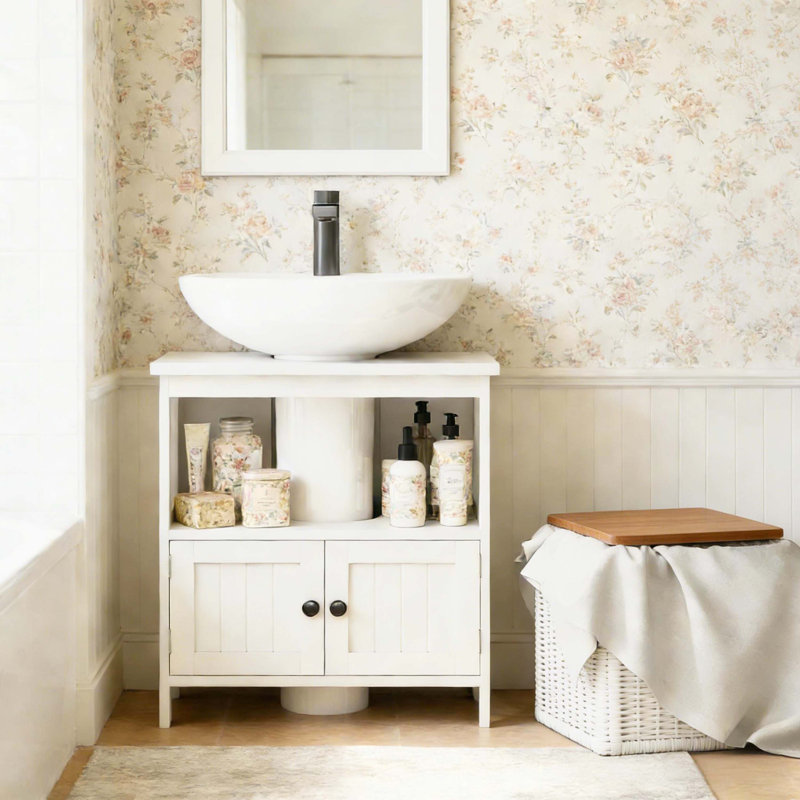 Modern Under-Sink Storage Cabinet, Designed for Pedestal Sinks