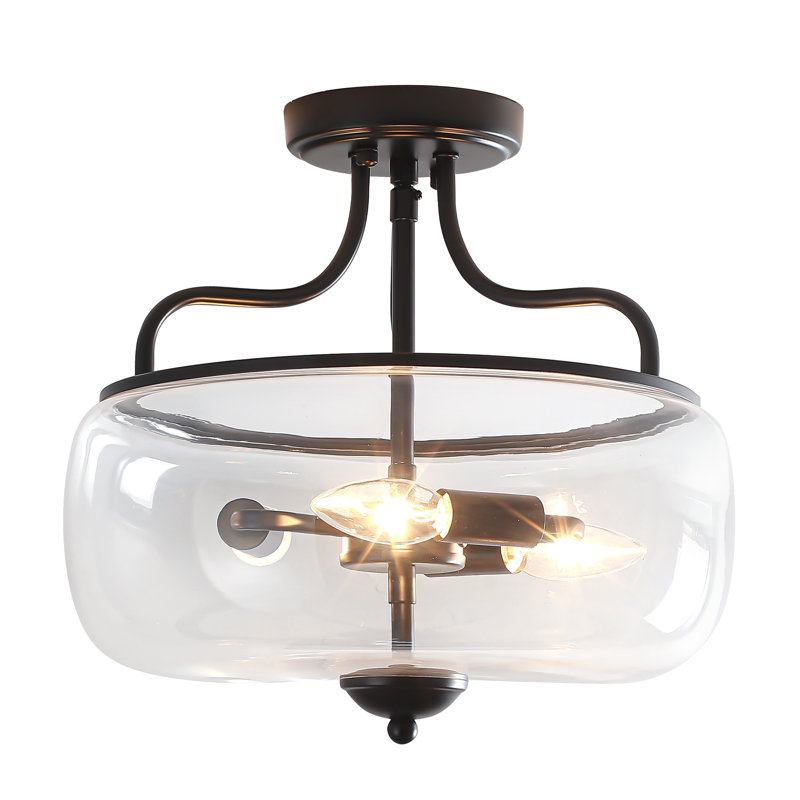 Plafonnier semi-encastré 3 lumières 12,99 po, Noir mat