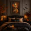 «Glowing Autumn Trees long Winding River Path Halloween», art mural sur toile-1628160483