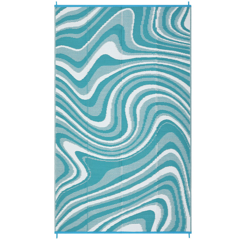 Outdoor Plastic Straw Rug - Modern Striped, Easy Clean & Collapsible Patio Mat, Portable Low Pile Carpet, Perfect for Garden, Patio, Camping