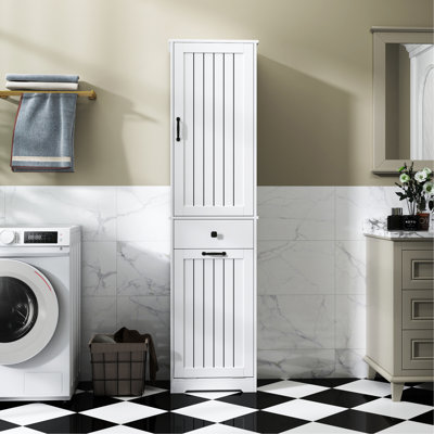 Armoire de buanderie, avec 1 armoire de rangement et 1 tiroir - Blanc