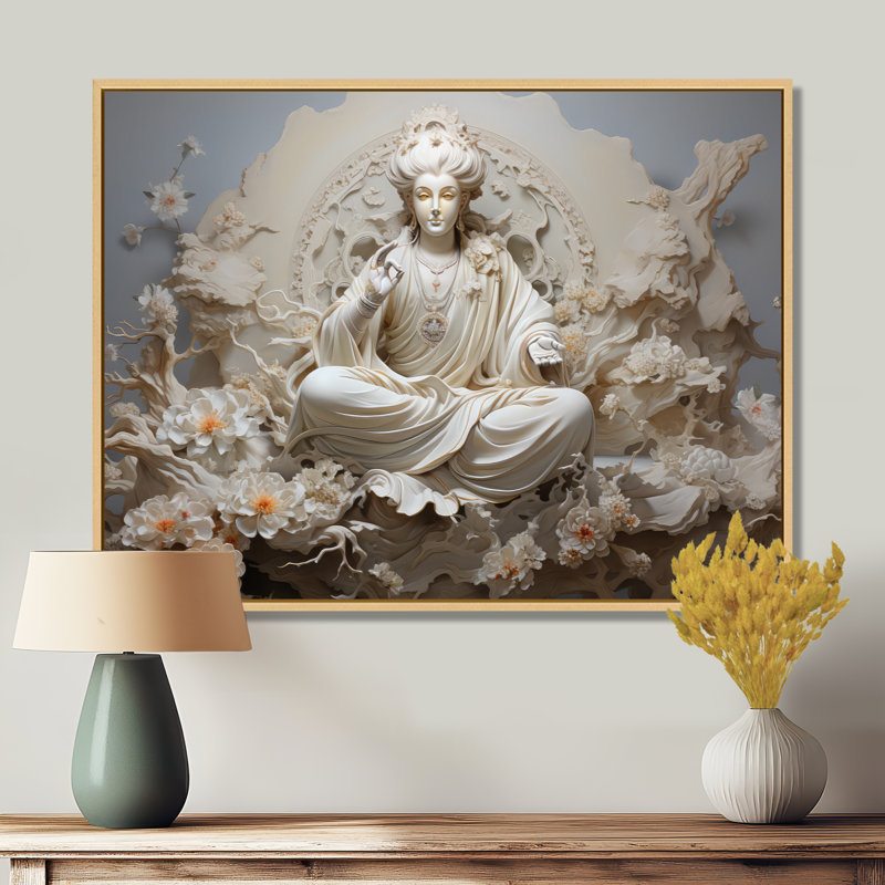 Hindou Bhagavad Gita Béni I, H 12 po x l 20 po x P 1 po, Cadre flottant érable