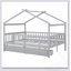 Lit de maison en bois avec deux tiroirs, conception fantaisiste pour les chambres d'enfants, robuste et peu encombrant-129448366