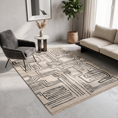 Tapis à poils courts Modern Abstract Labyrinth