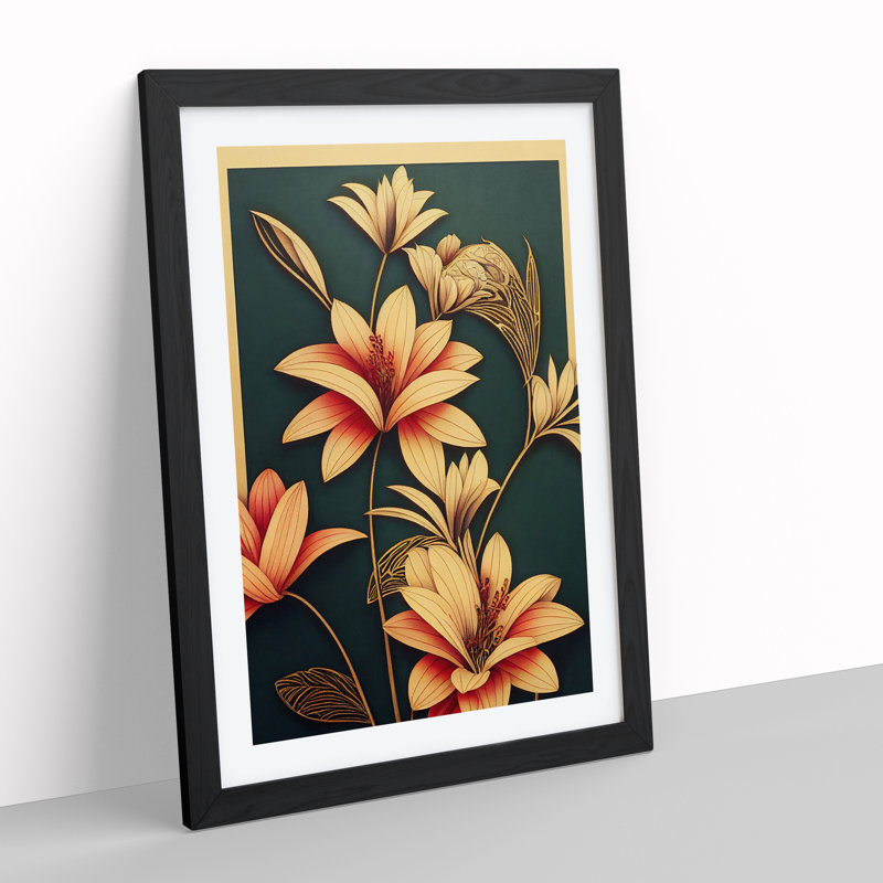 Classical Flower No.4 1 Piece Single Picture Frame Wall Art, 34cm H x 25cm W x 2cm D, Black