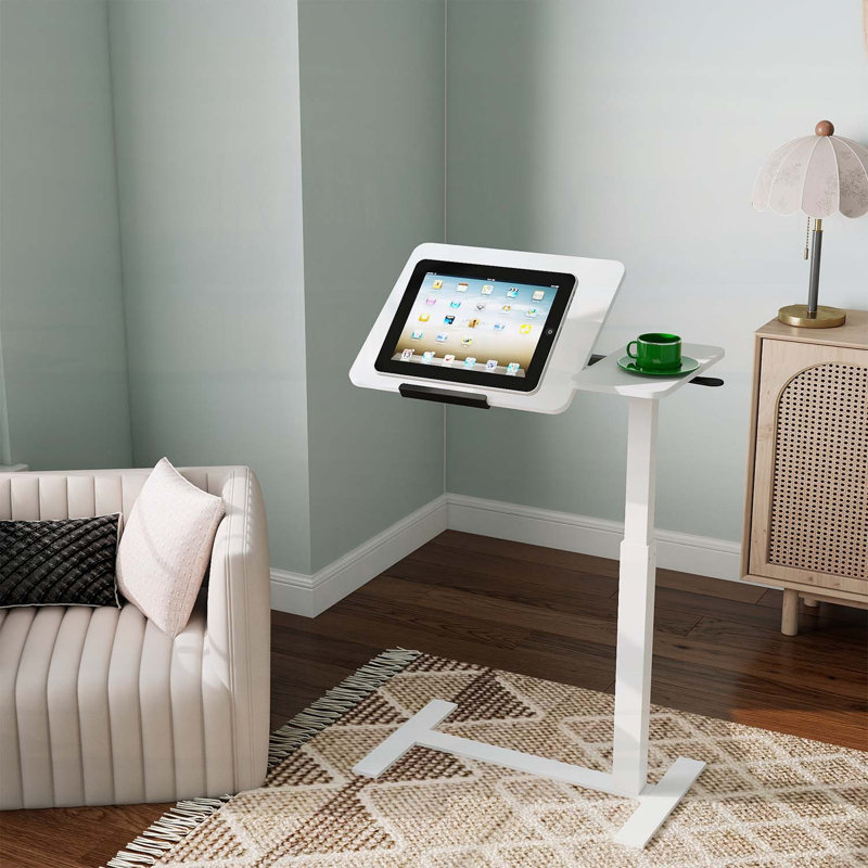 Table de chevet avec lit rabattable et 4 roulettes, White