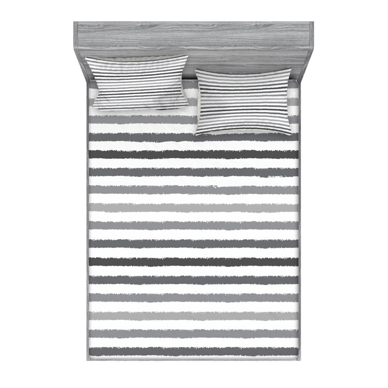 Microfiber Striped Sheet Set, Full Sheet Set with Fitted Sheet