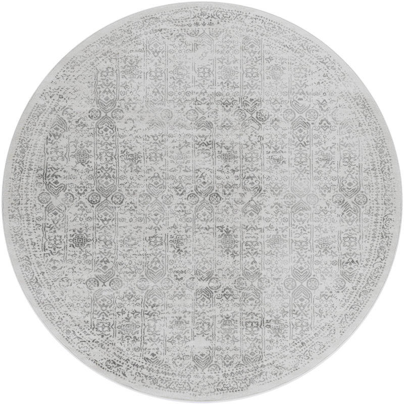 Copenhaver Power Loom Grey/Cream Area Rug, Round 200cm