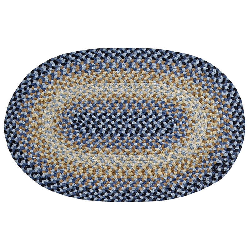 Tapis d'intérieur tressé réversible à motif géométrique Monnie, 88 po x 112 po ovale