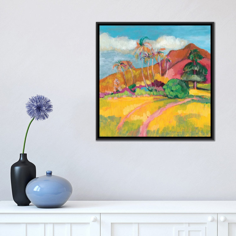 « ode to gauguin i », impression sur toile, H 26 po x l 26 po x P 1,5 po, Toile avec cadre noir, Pas de tapis