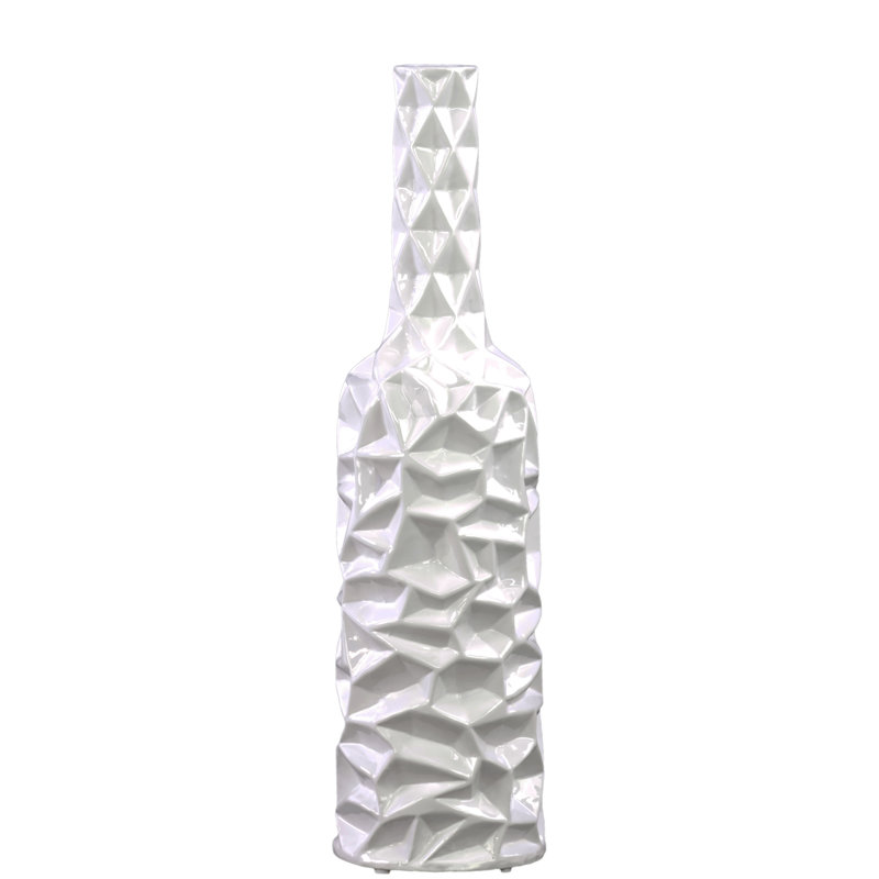 Vase de table en céramique Gore, H 19,5 po x l 5,25 po x P 5,25 po, Blanc