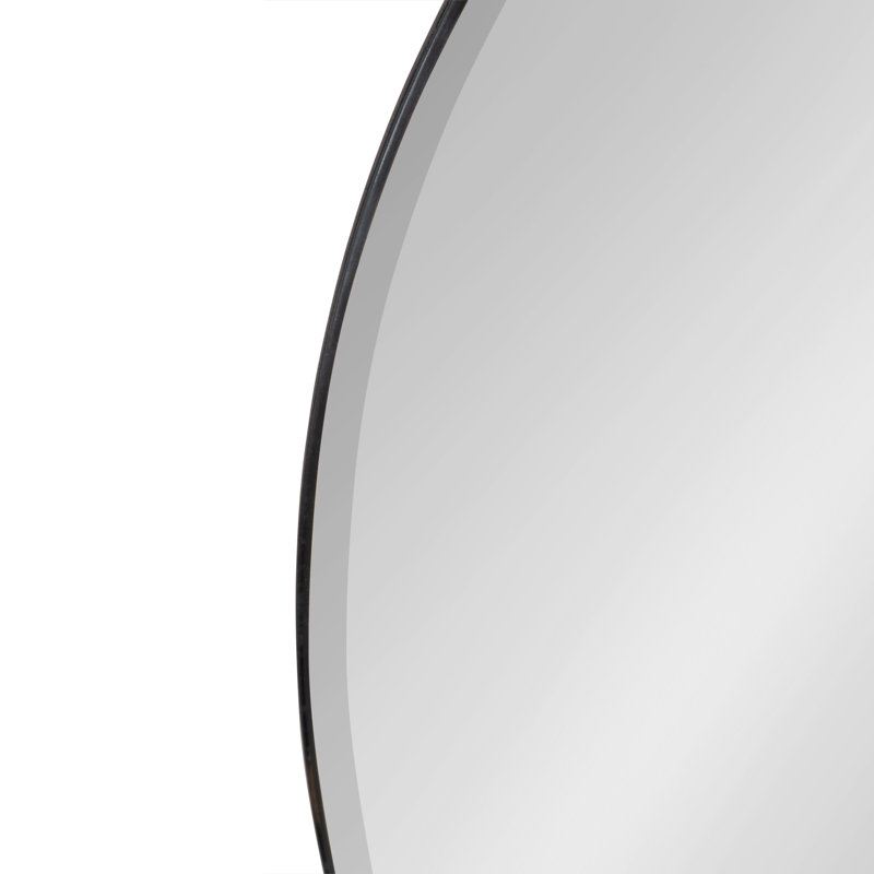 Miroir rond rose sans cadre avec tablette 30 x 23,5 brun noyer