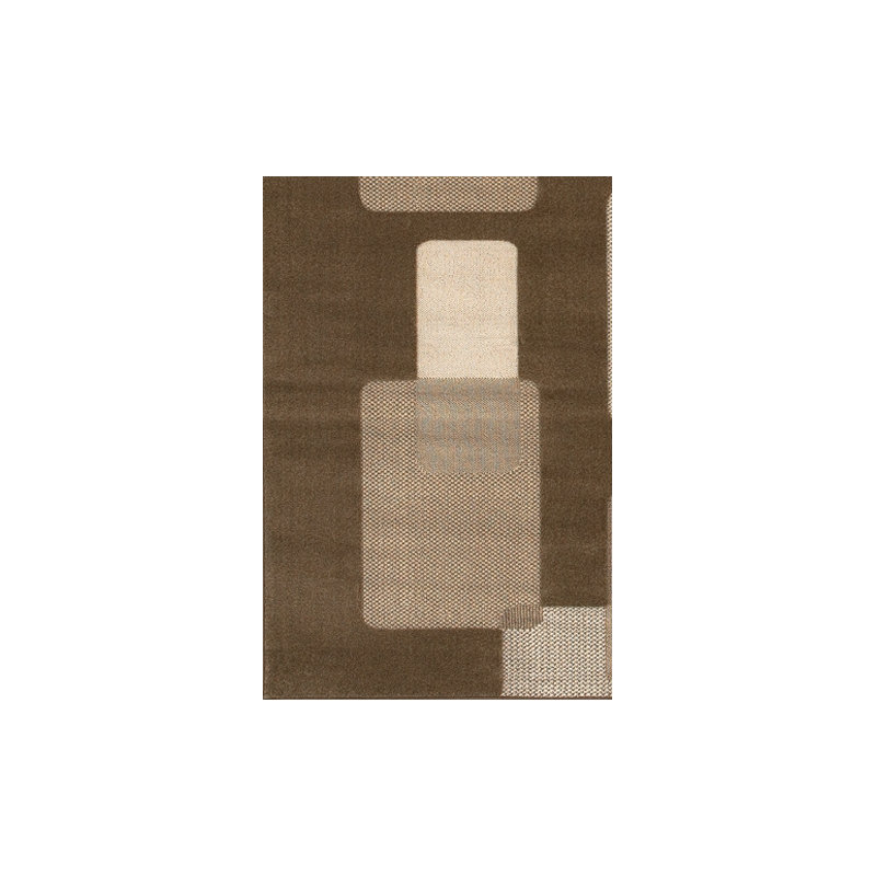 Veliz Machine Made Brown Tan Abstract Polypropylene Indoor Area Rug, Rectangle 1'11" x 3'7"