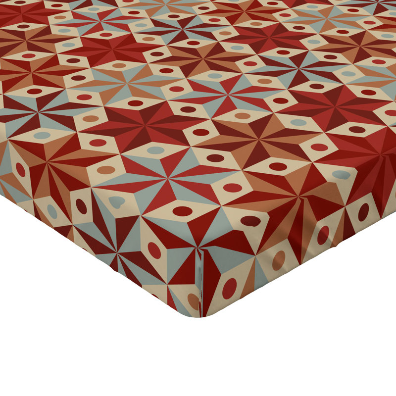 Drap-housse Ambesonne, paquet de 2, Formes géométriques bleues / brunes / rouges, Drap-housse très grand californien