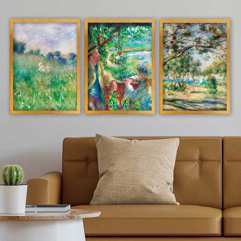 Stunning Decorative Framed Painting Set (3 Pieces), 21.7 x 29.5 Inches Each | 100% Wooden Frame with 0.8 Inch Polystyrene | UV Digital Printing | Perfect for Living Room, Office & Gallery Wall Decor