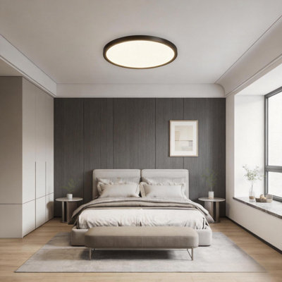 6-Pack 9 Inch Black Low Profile LED Flush Mount Ceiling Light, 18W 5CCT Selectable Round Ceiling Light Fixture for Living Room Bedroom Kitchen