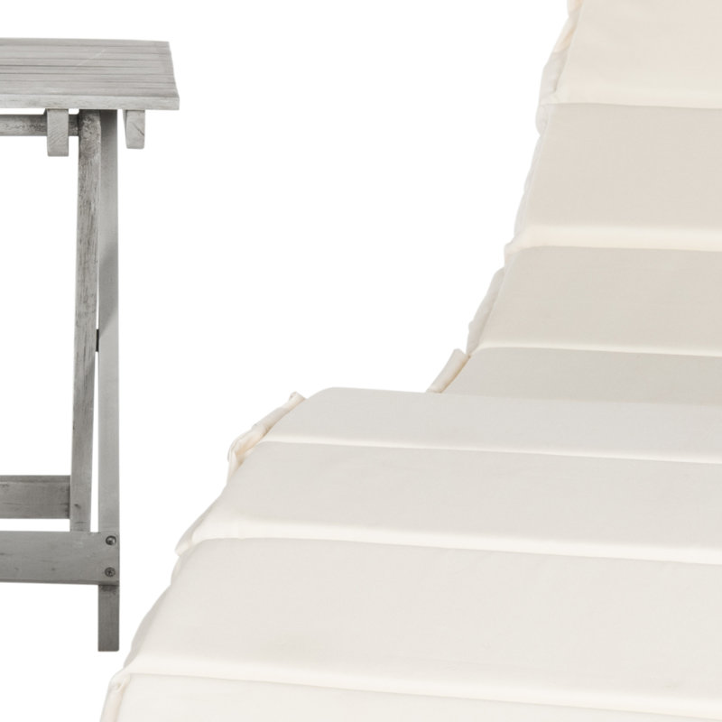 Alois Chaise Lounge Set with Cushion and Table, Gray/Beige