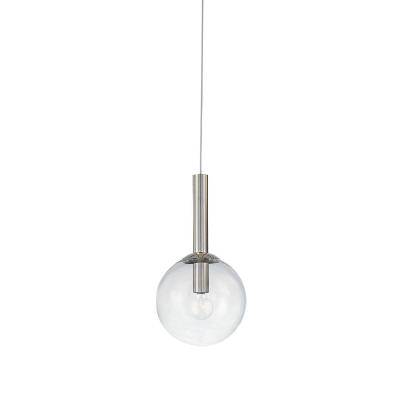 Luminaire suspendu sphère 1 lumière Mansbury, H 22 po x l 10 po x P 10 po, Nickel poli