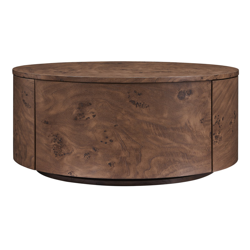 Burl Wood Rotating Coffee Table With 2 Drawers(Only Including Coffee Table)