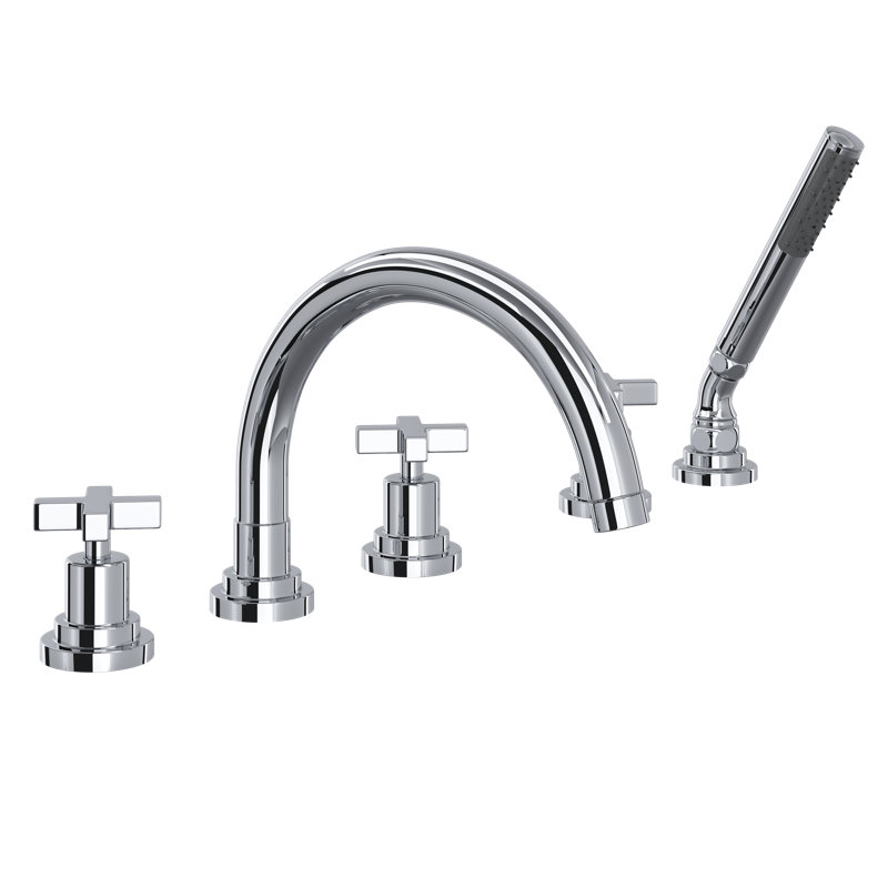 Lombardia® 5-Hole Deck Mount Roman Tub Faucet, Lever Handle, Polished Chrome