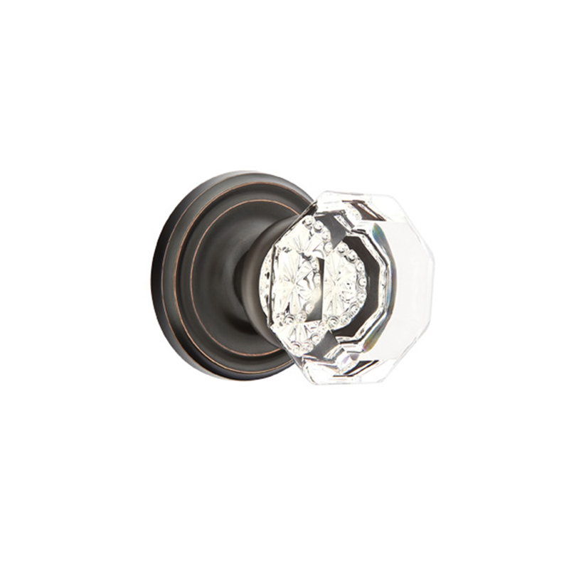 Ensemble de faux boutons Emtek avec rosette régulière et bouton Old Town, Bronze huilé
