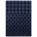 Wool Houndstooth Area Rug in Dark Blue/Black