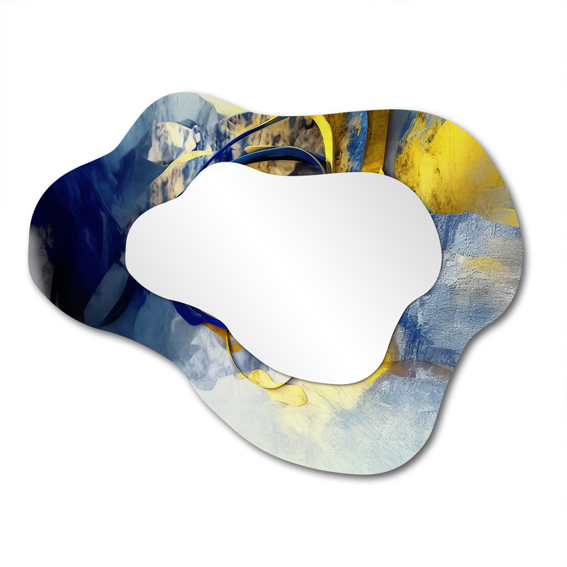 Southern Sunrise Abstract Expressionism I - Abstract Collages Cloud Decorative Mirror, Modern Asymmetrical Large Wall Mirror, Printed Metal Art